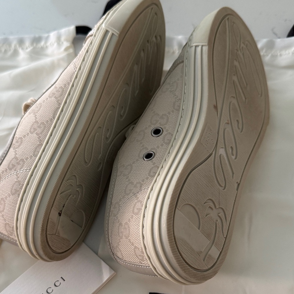 GUCCI Beige Tan GG monogram Women's Sneakers Shoes canvas leather low top 36 - Picture 5 of 10